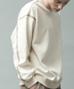 Stretch Faux Suede Piping Pullover - IVORY