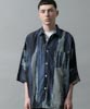 Abstract Printed Dolman Sleeve Shirts - NAVY