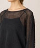 Wide Raglan Sleeve Mesh Pullover - BLACK