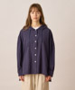 Natural Washer Loose Silhouette Hoodie Shirt - NAVY