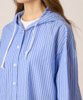 Loose Silhouette Stripe Hoodie Shirt - BLUE