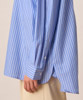 Loose Silhouette Stripe Hoodie Shirt - BLUE