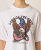 Loose Silhouette Printed T-Shirt (Eagle) - WHITE