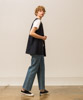 Cotton Rayon Middle Length Gilet - NAVY