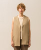 Cotton Rayon Middle Length Gilet - BEIGE