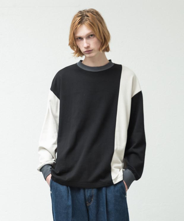 Compact Fleece Color Panel Pullover - BLACK