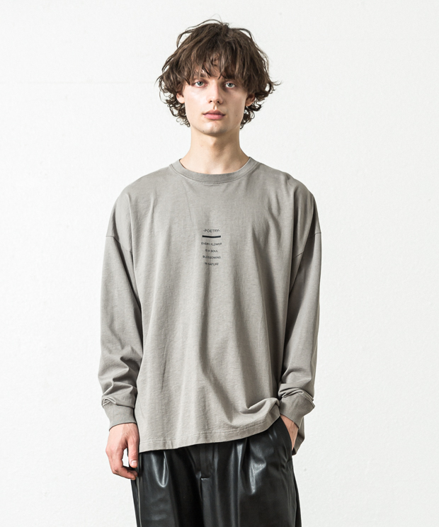Dropped Shoulders Printed T-Shirt (Poetry) - LIGHT GRAY