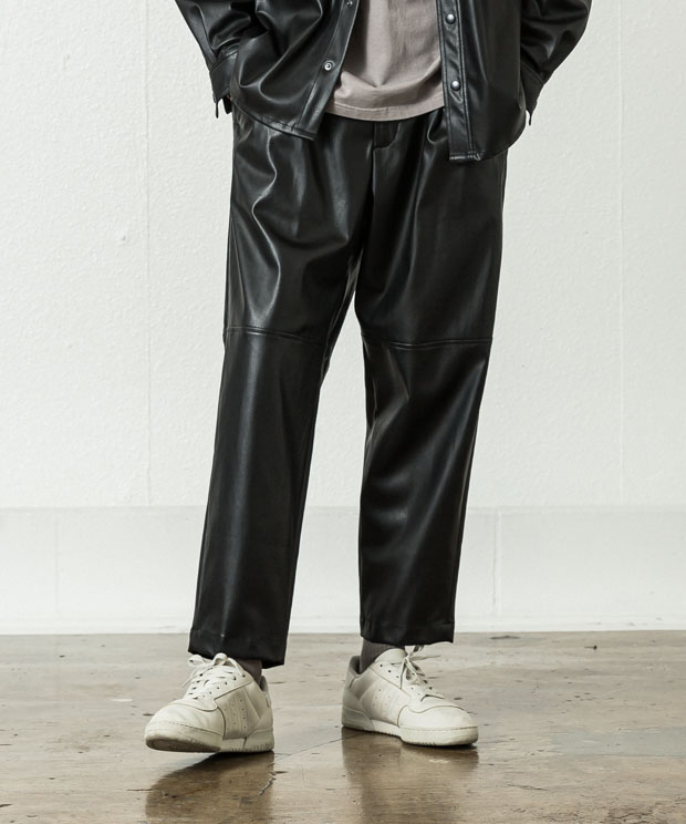 BARTLOZZI Eco Leather Tapered Pants - BLACK