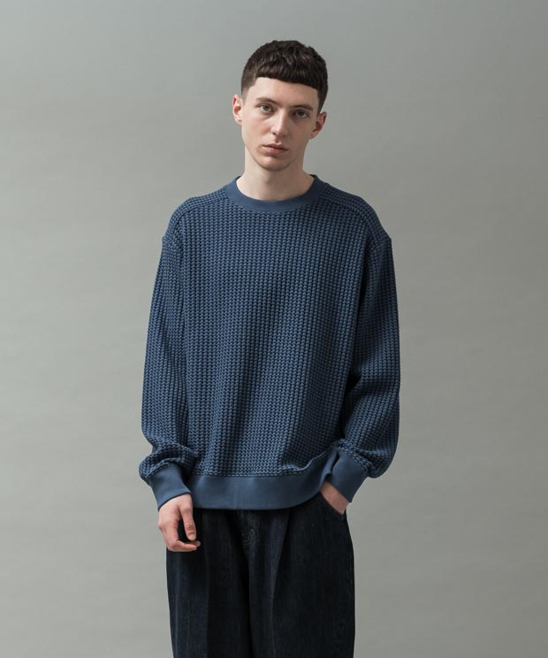 Big Waffle Pullover - FADED BLUE