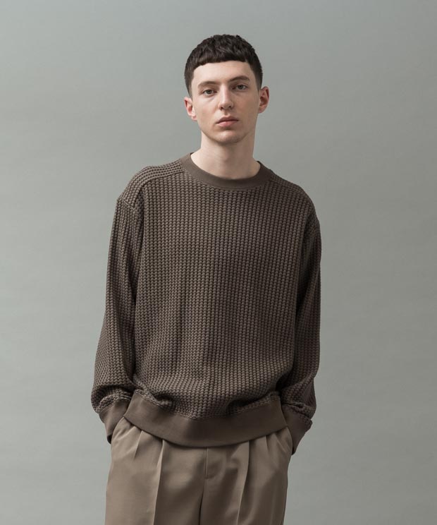 Big Waffle Pullover - LIGHT BROWN