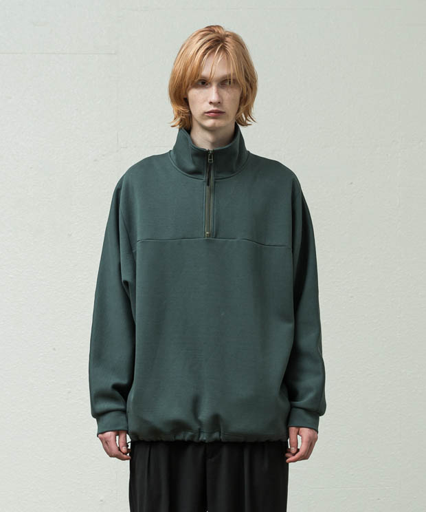 Double Air Knit Half Zip Pullover - GREEN