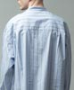 Dobby Stripe Band Collar Shirt - SAX