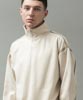 Stretch Faux Suede Half Zip Pullover - IVORY