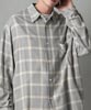 Rayon Ombre Check Regular Slit Shirt - HEATHER GRAY