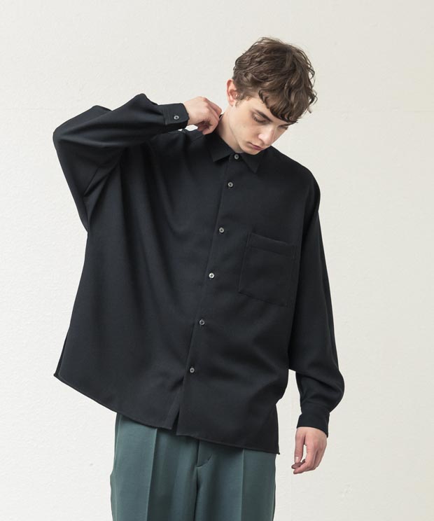 Serge Stretch Dolman Sleeve Shirt - BLACK