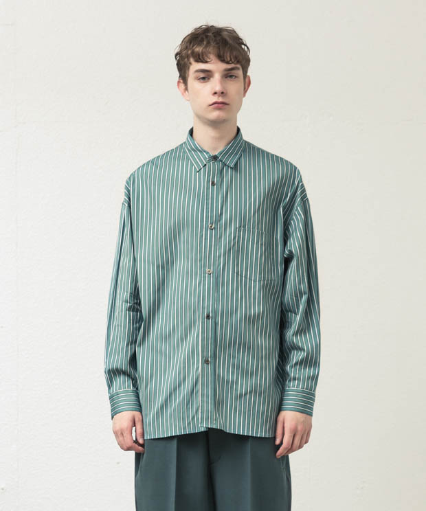 100/2 Dobby Stripe Oversized Shirt - GREEN