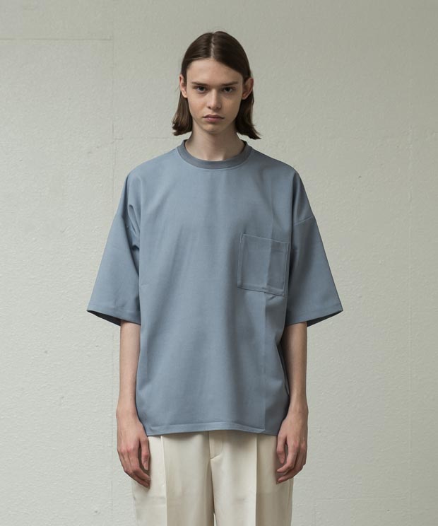 Thick And Thin Amunzen Cloth Slit T-Shirt - SAX