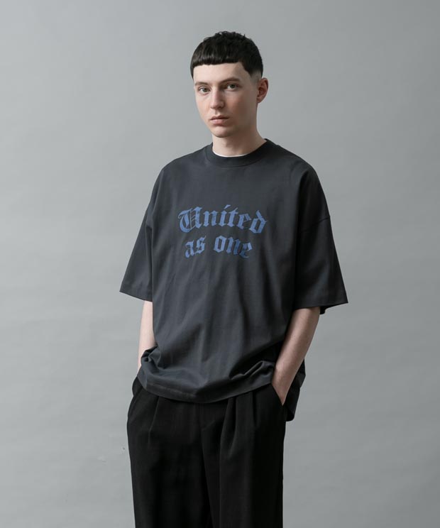 Dropped Shoulders Printed T-Shirt (United) - COAL BLACK