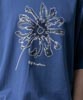 Dropped Shoulders Printed T-Shirt (Flower) - FADE BLUE