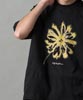 Dropped Shoulders Printed T-Shirt (Flower) - BLACK