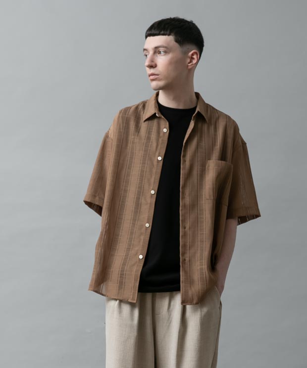 Leno Cloth Regular Shirt - BROWN