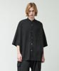 Washer Toro Dolman Sleeve Band Collar Shirt - BLACK