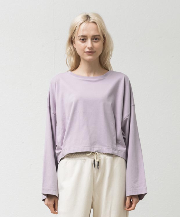 Loose Silhouette Cropped T-Shirt - LAVENDER