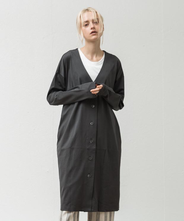 Loose Silhouette Long Cardigan - CHARCOAL