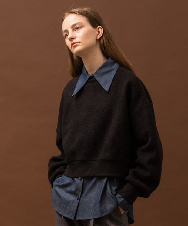 Boa Fleece Cropped Pullover - BLACK
