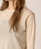 Cotton Tulle Piping Scheme Sheer T-Shirt - IVORY