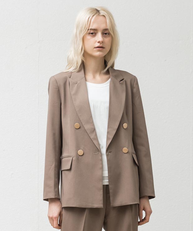 T/R Double Breasted Tailored Jacket - MOCHA