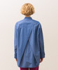 Stripe Big Silhouette Back Design Strain Shirt - BLUE