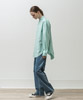 Stripe Big Silhouette Back Design Strain Shirt - GREEN