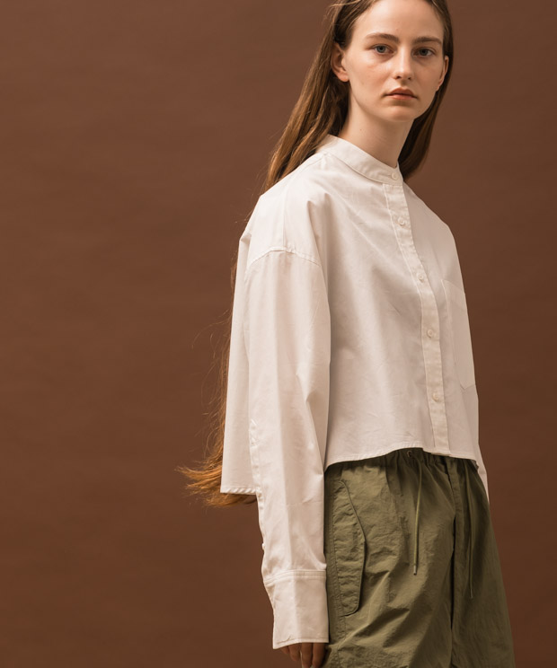Wide Silhouette Cropped Shirt - WHITE