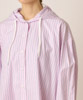 Loose Silhouette Stripe Hoodie Shirt - PINK