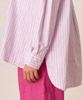 Loose Silhouette Stripe Hoodie Shirt - PINK