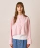 Wide Silhouette Stripe Cropped Shirt - PINK