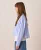Wide Silhouette Stripe Cropped Shirt - BLUE