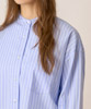 Wide Silhouette Stripe Cropped Shirt - BLUE