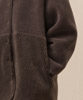 Synthetic Mouton Reversible Piping Coat - CHARCOAL