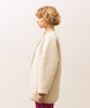 Synthetic Mouton Reversible Piping Coat - IVORY