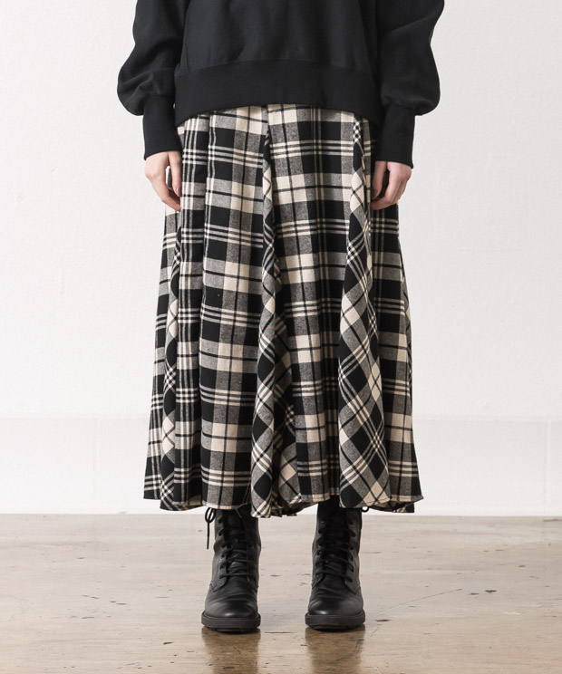 Flannel Vintage Maxi Skirt - BLACK