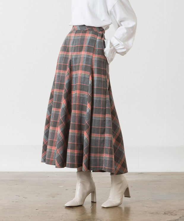 Flannel Vintage Maxi Skirt - GRAY