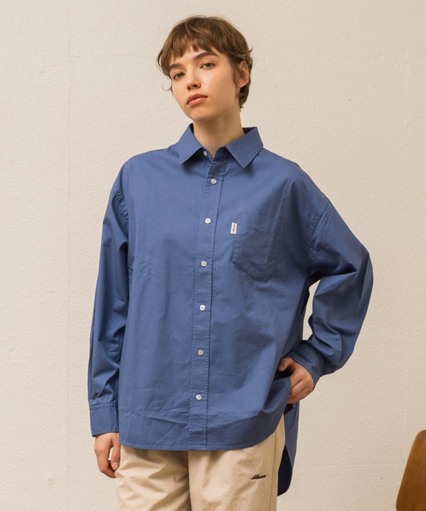 Big Silhouette Back Design Strain Shirt - BLUE