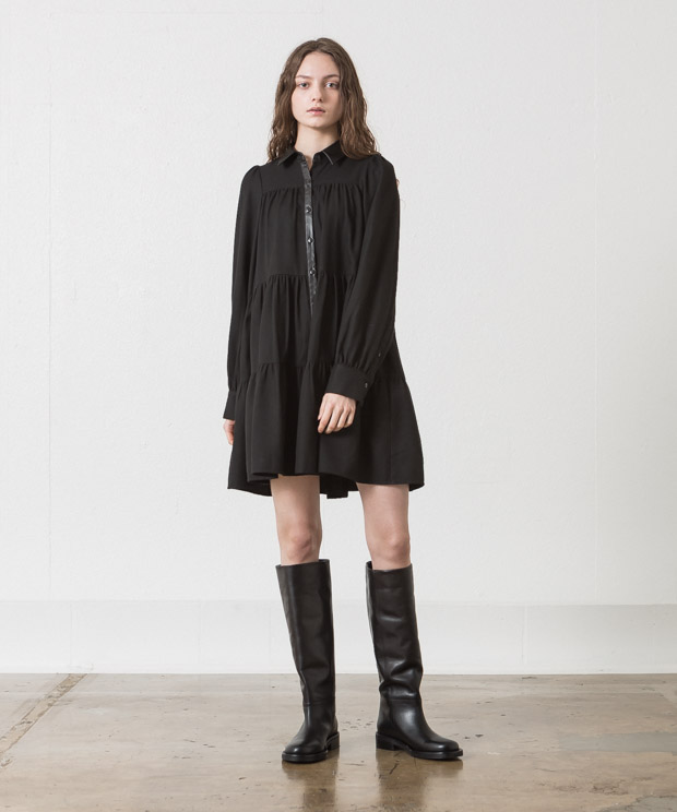 Tiered Mini Dress - BLACK