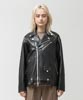 Synthetic Leather Big Silhouette Rider'S Jacket - BLACK