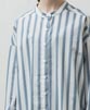 Shadow Stripe Band Collar Shirt - BLUE