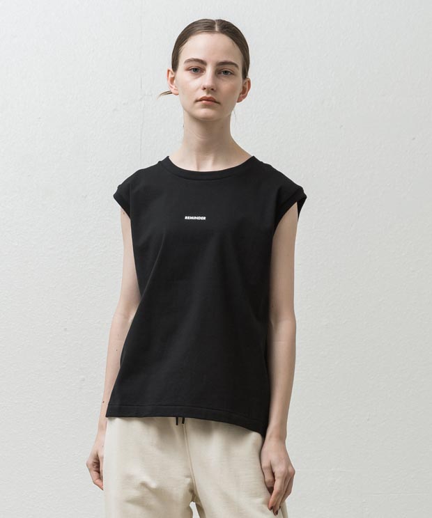 Sleeveless Printed T-Shirt (Reminder) - BLACK