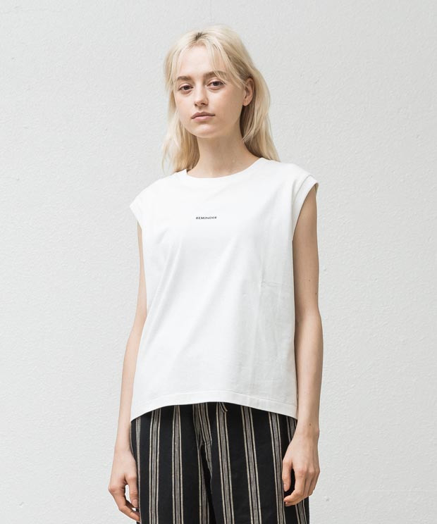 Sleeveless Printed T-Shirt (Reminder) - WHITE
