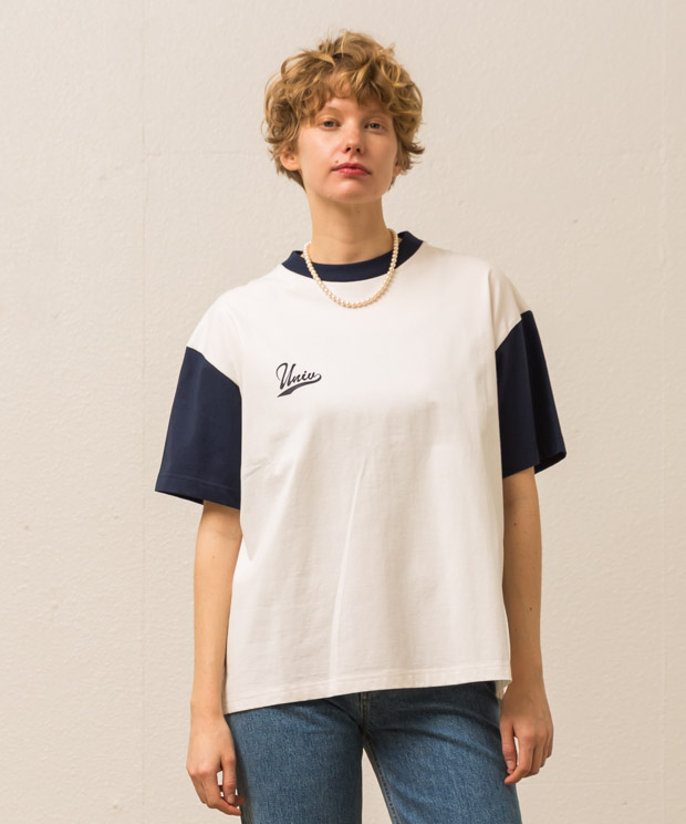 Printed Ringer T-Shirt(Authentic Club) - WHITE/NAVY
